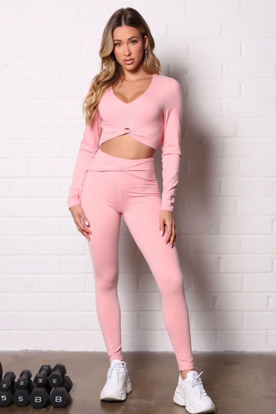 Activewear Tops * | Hot Sale Fashion Nova Activewear Tops Go For It Super Soft Active Long Sleeve Crop Top Peach