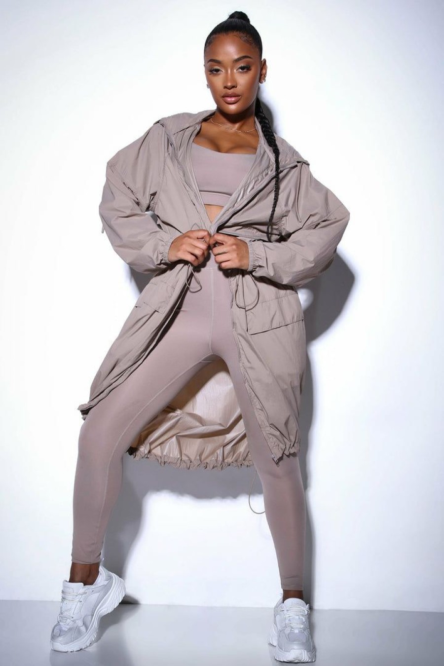 Activewear Tops * | Budget Fashion Nova Elevate Constellation Parka Taupe