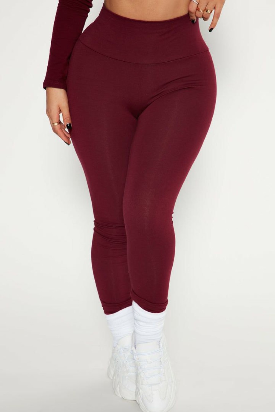 Leggings * | Cheap Fashion Nova Running Around High Rise Legging Burgundy Leggings