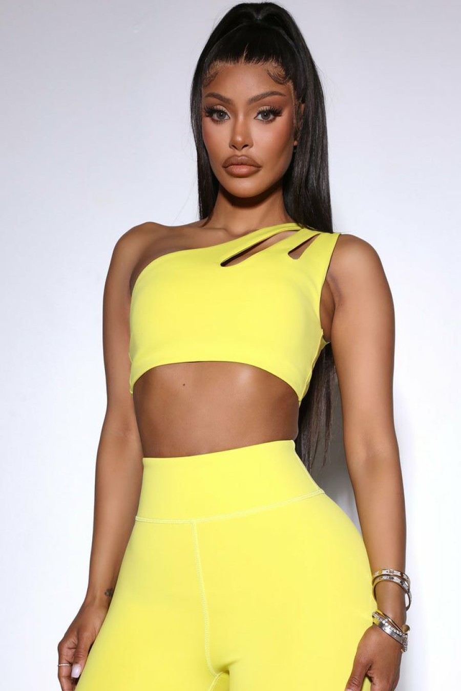 Activewear Tops * | New Fashion Nova Activewear Tops Dazzle Ostro Sports Bra Electric Yellow