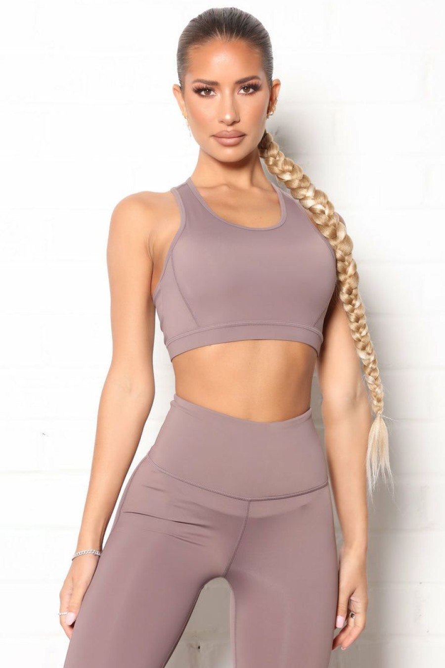 Activewear Tops * | Discount Fashion Nova Essential Active Sports Bra In Sculpt Tech Mauve Activewear Tops