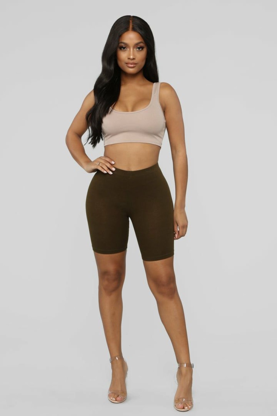 Biker Shorts * | Brand New Fashion Nova Natalee Biker Shorts Olive