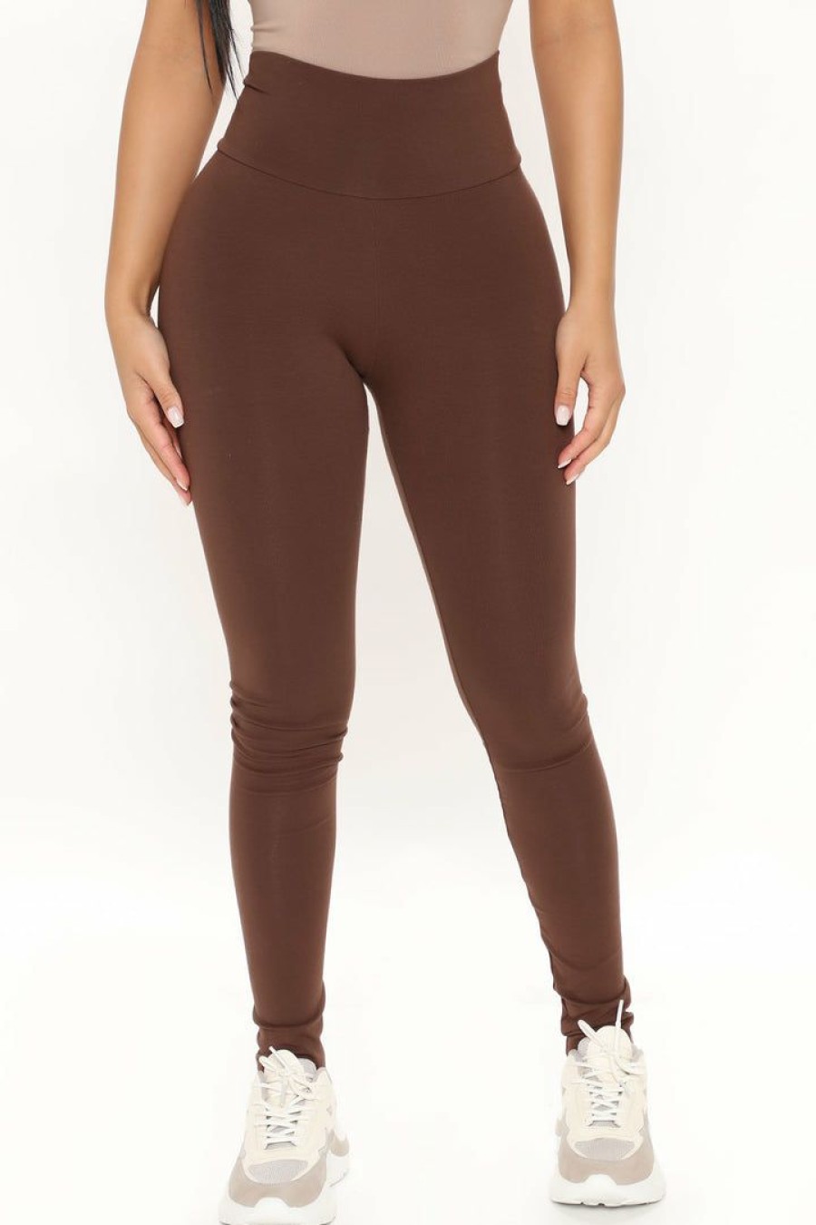 Leggings * | Discount Fashion Nova Running Around High Rise Legging Chocolate Leggings