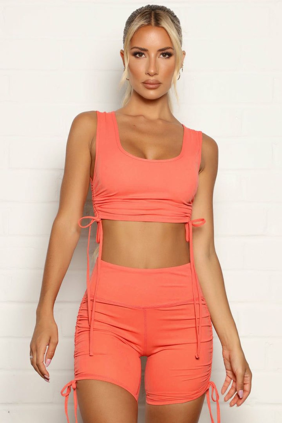 Activewear Tops * | Wholesale Fashion Nova Activewear Tops Watch Out Active Crop Tank In Power Flex Coral