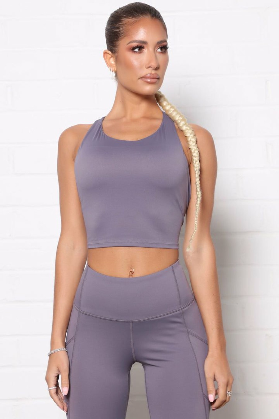 Activewear Tops * | Best Reviews Of Fashion Nova Essential Long Line Sports Bra In Sculpt Tech Lavender Activewear Tops