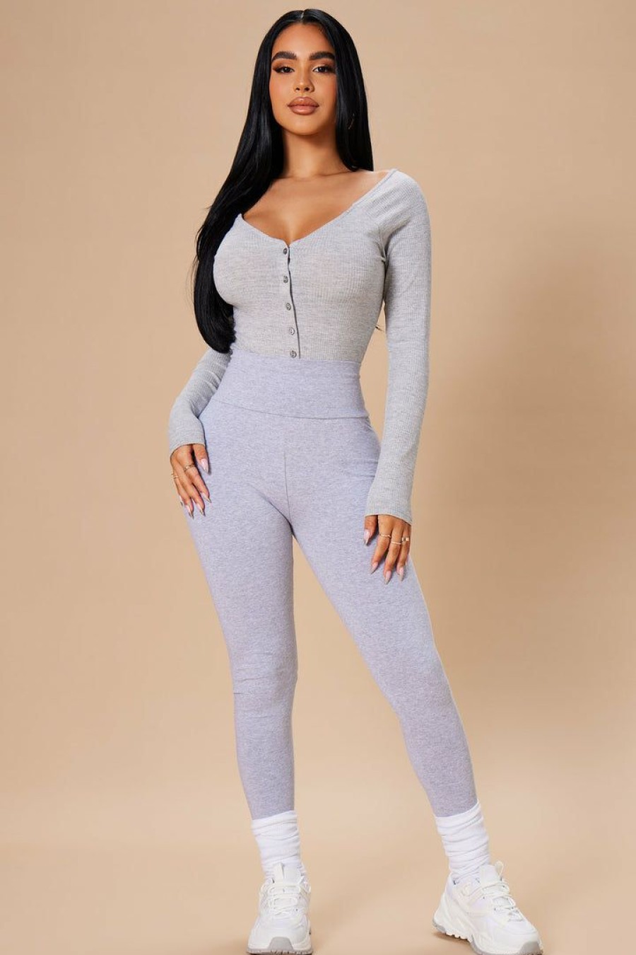 Leggings * | Top 10 Fashion Nova Leggings Running Around High Rise Legging Heather Grey