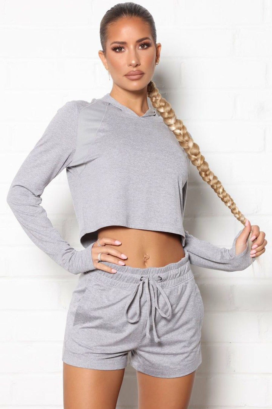 Activewear Tops * | Hot Sale Fashion Nova On The Grind Pullover Hoodie Heather Grey