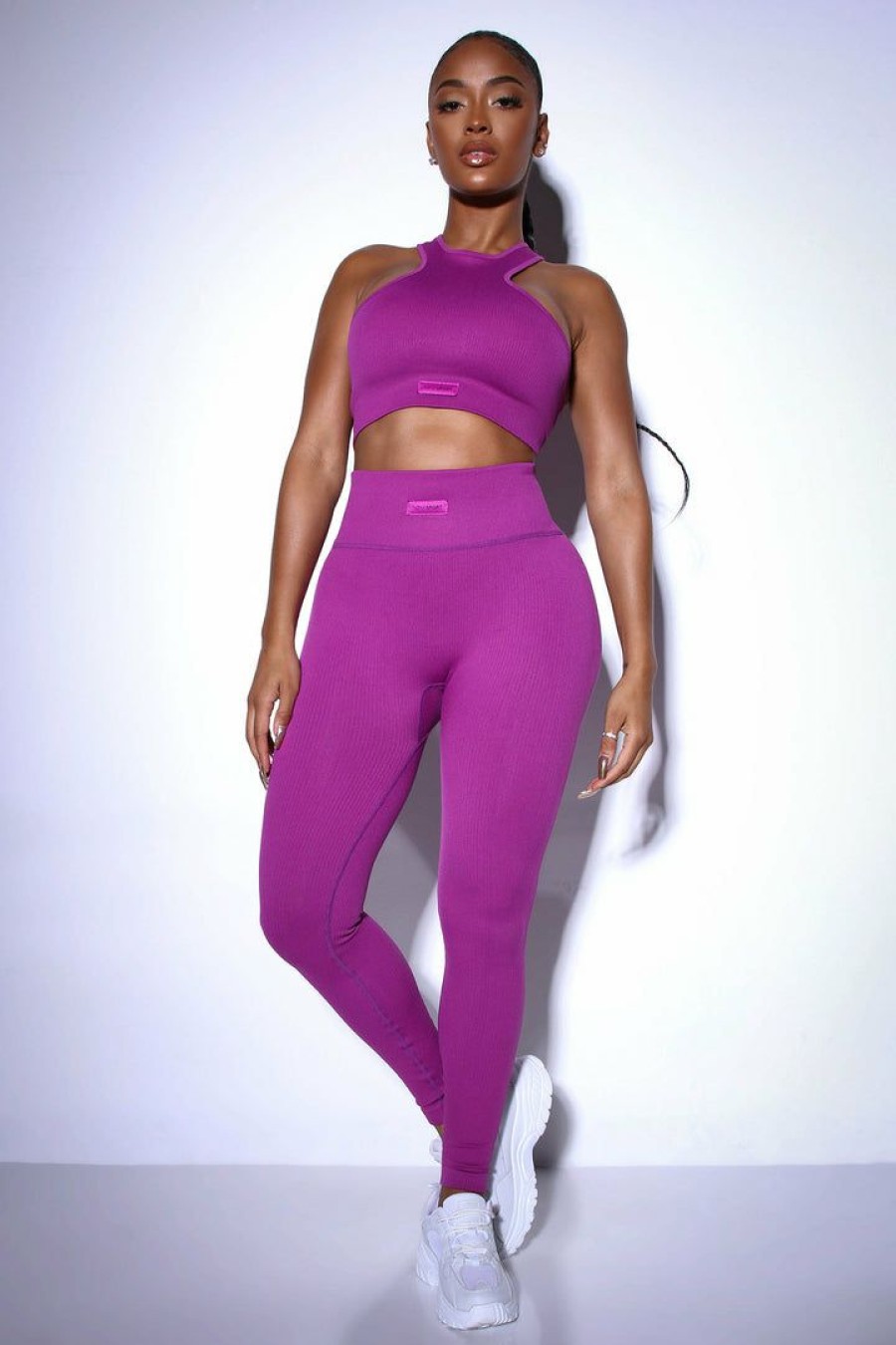 Activewear Tops * | Budget Fashion Nova Activewear Tops Effortless Ceres Ribbed Seamless Bra Purple