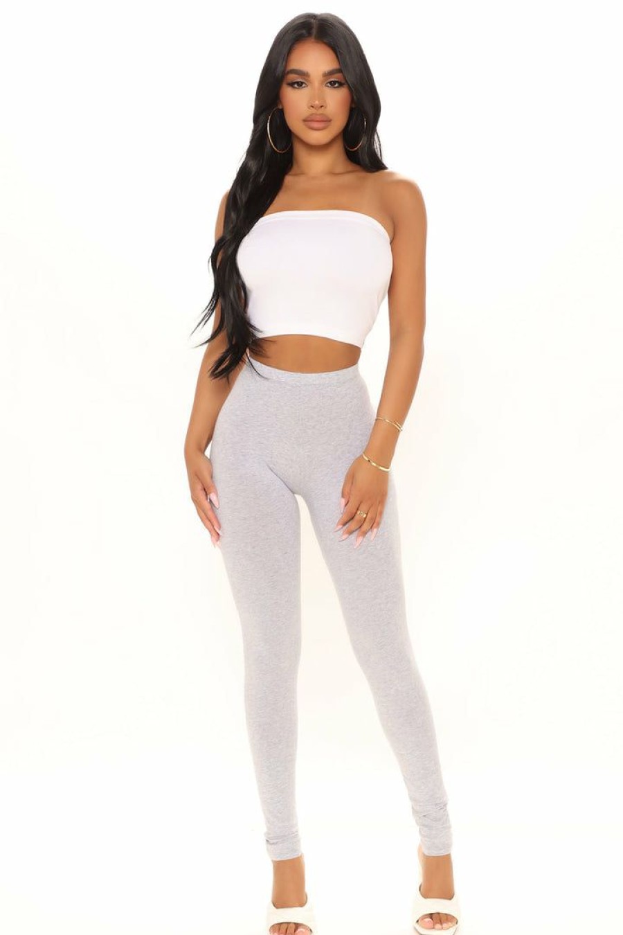 Leggings * | Hot Sale Fashion Nova Kim Basic Legging Heather Grey Leggings