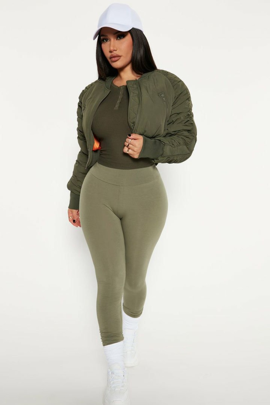 Leggings * | Cheapest Fashion Nova Running Around High Rise Legging Olive