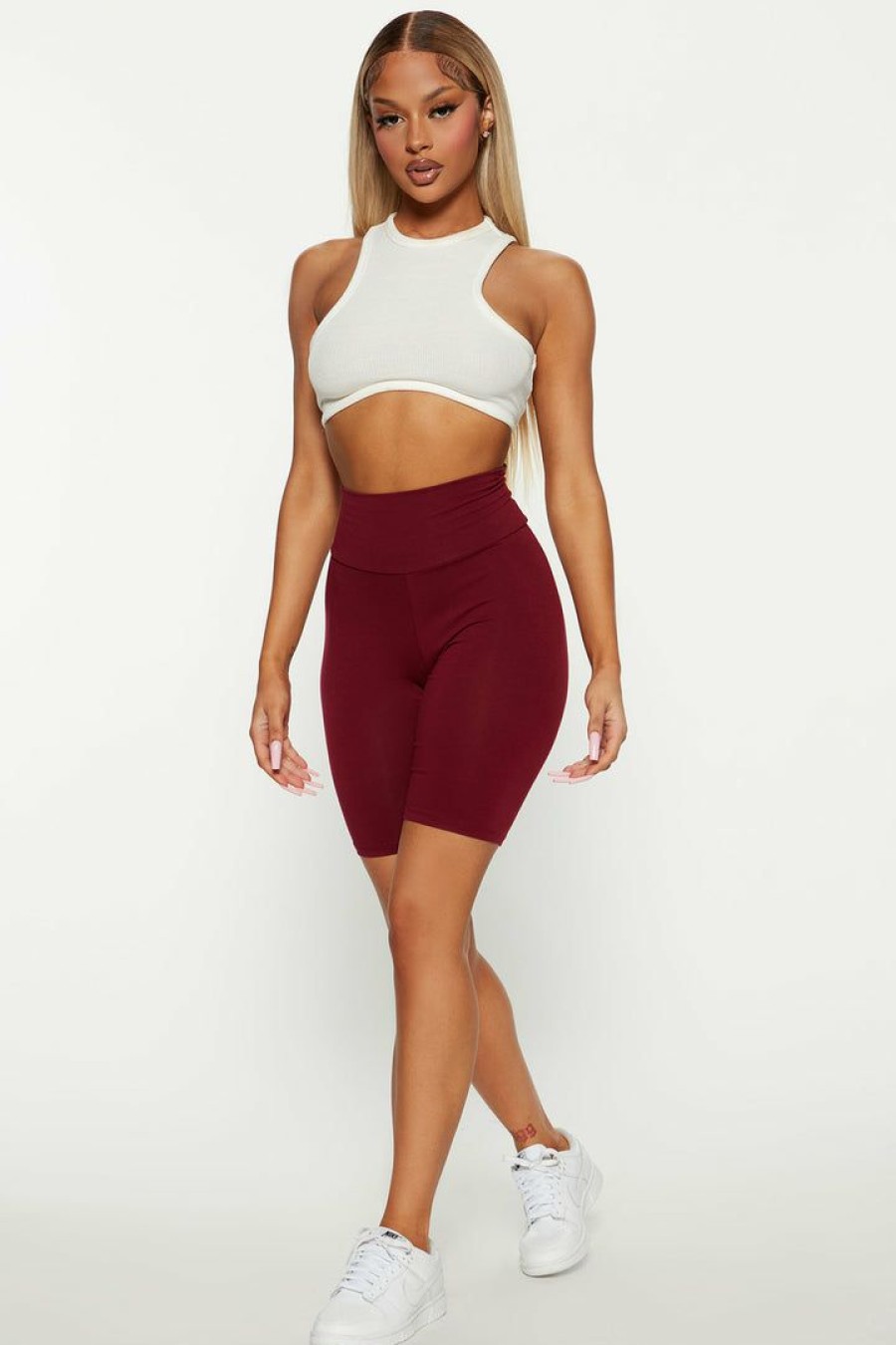 Biker Shorts * | Outlet Fashion Nova Brooke Biker Shorts Burgundy