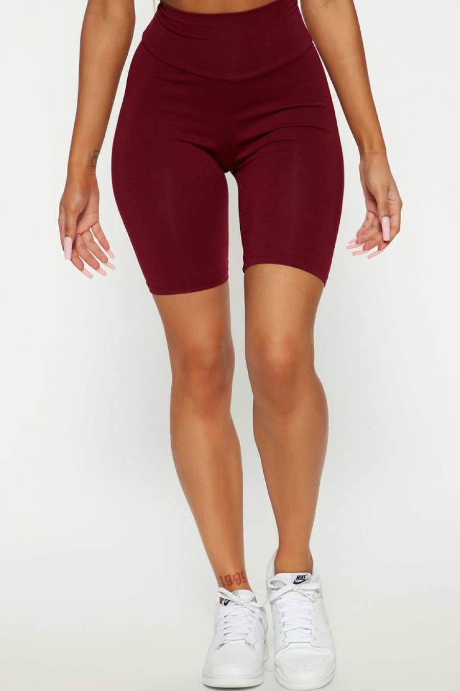 Biker Shorts * | Outlet Fashion Nova Brooke Biker Shorts Burgundy