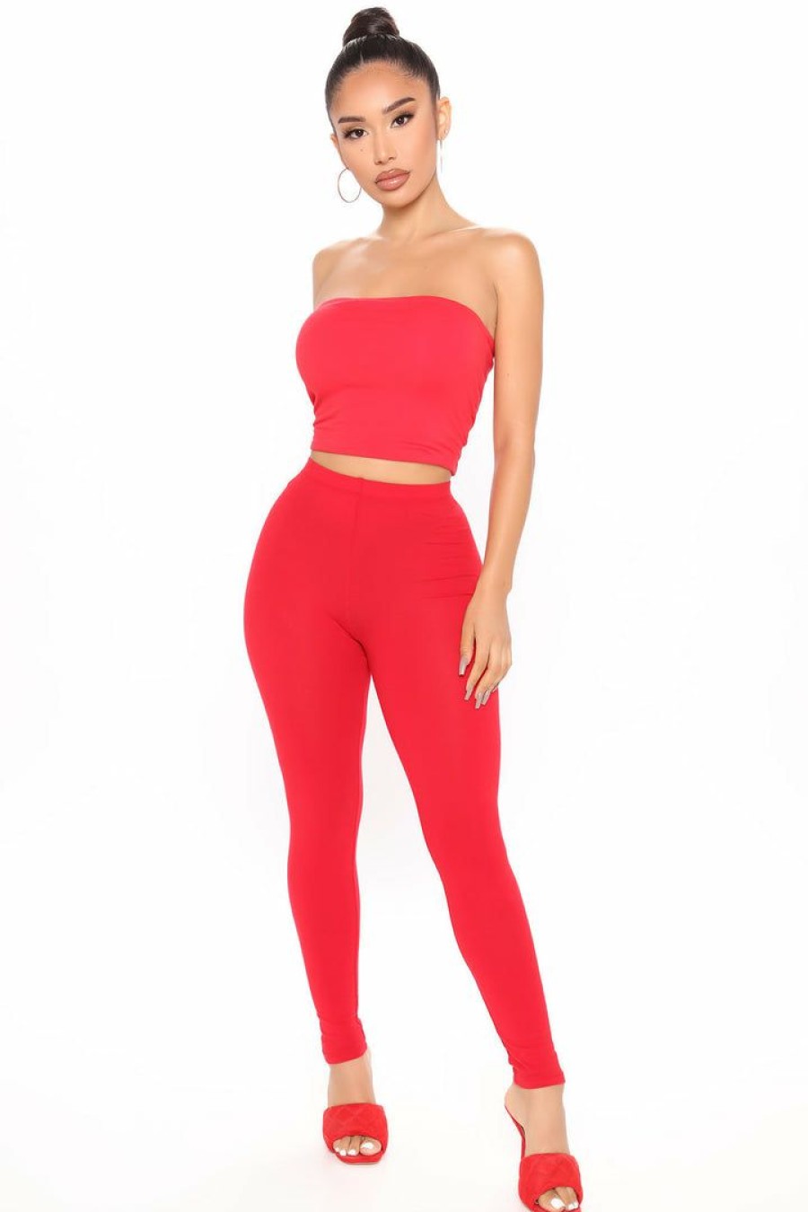 Leggings * | Deals Fashion Nova Lean On Me Leggings Red