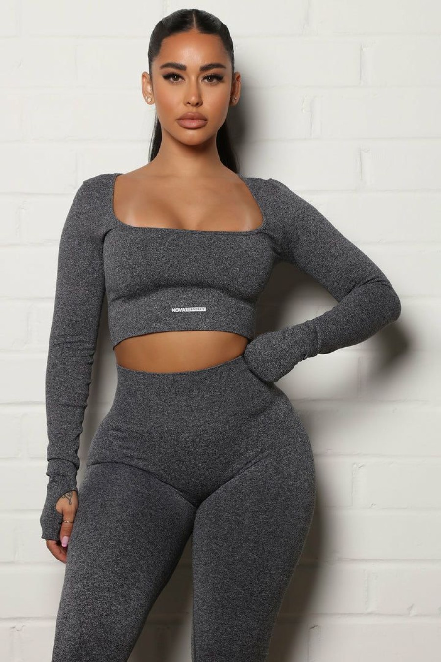 Activewear Tops * | Best Reviews Of Fashion Nova Activewear Tops Vital Goddess Long Sleeve In Infinity Seamless Black