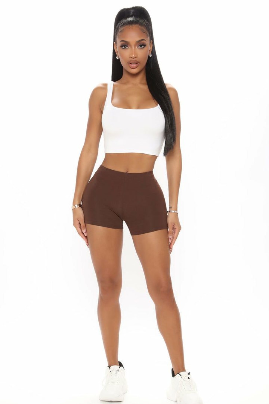 Biker Shorts * | Buy Fashion Nova Plain Jane Mini Shorts Chocolate Biker Shorts