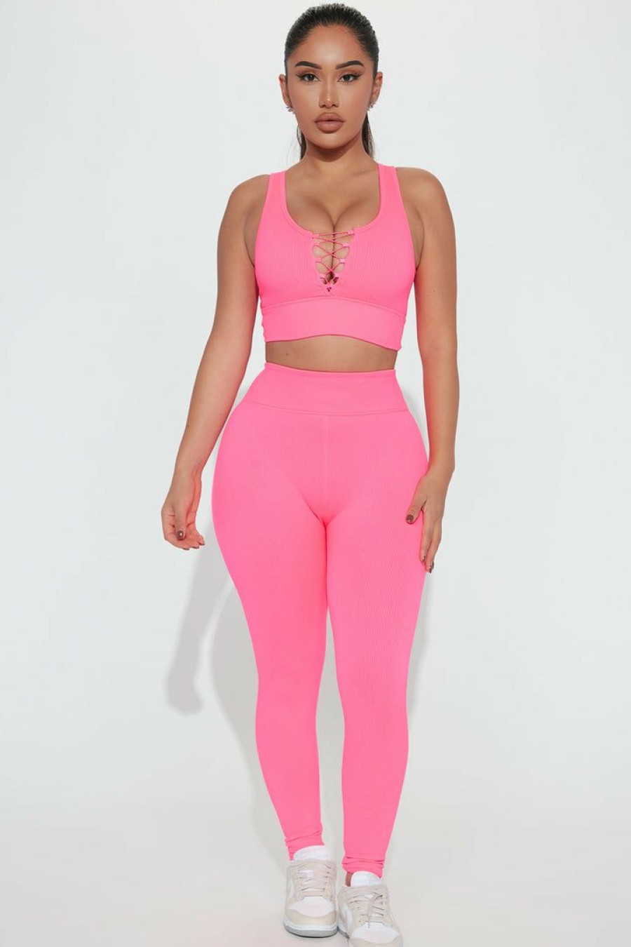 Sports Bras * | Hot Sale Fashion Nova Get Up And Go Seamless Top Hot Pink