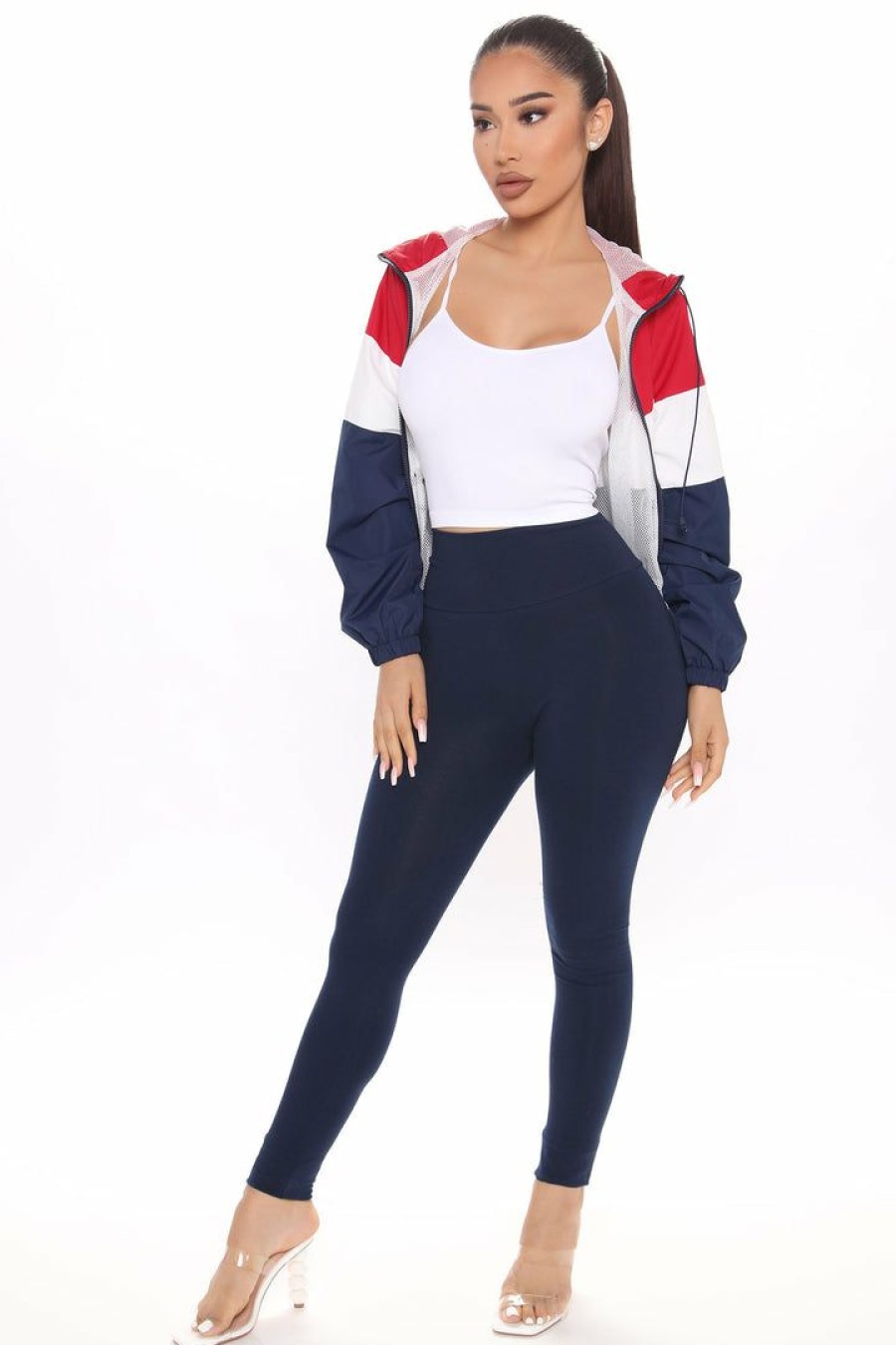 Leggings * | Brand New Fashion Nova Leggings Running Around High Rise Legging Navy