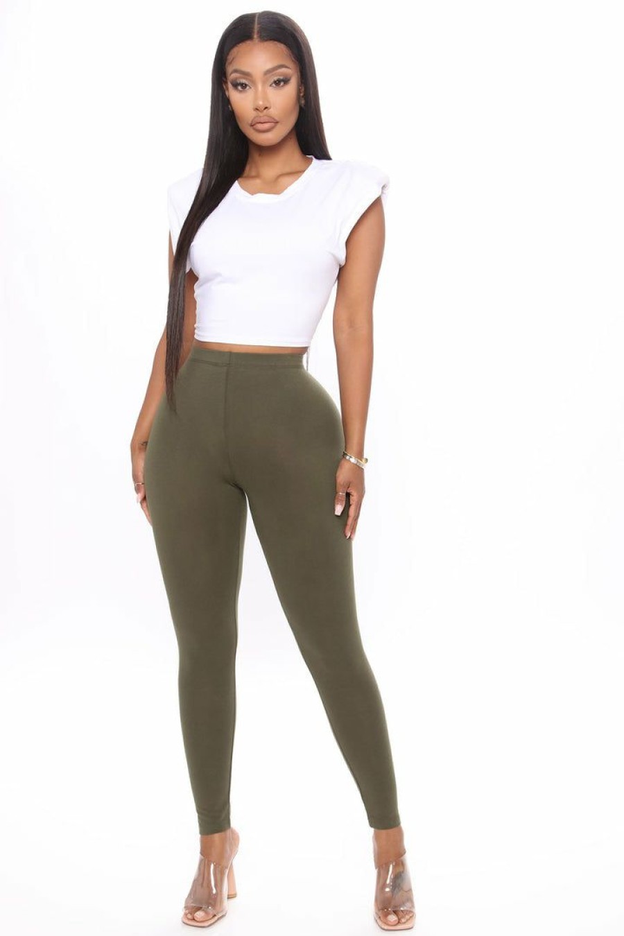 Leggings * | Top 10 Fashion Nova Lean On Me Leggings Olive