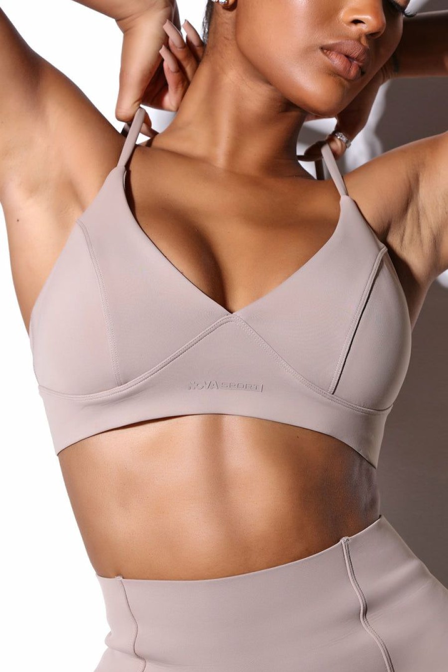 Activewear Tops * | Discount Fashion Nova Activewear Tops Dazzle Demos Bra Taupe