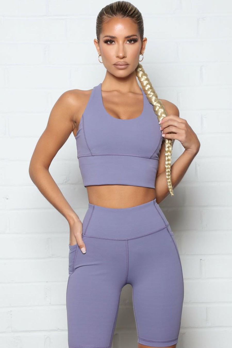 Activewear Tops * | Hot Sale Fashion Nova Activewear Tops At Ease Active Sports Bra In Power Flex Lilac