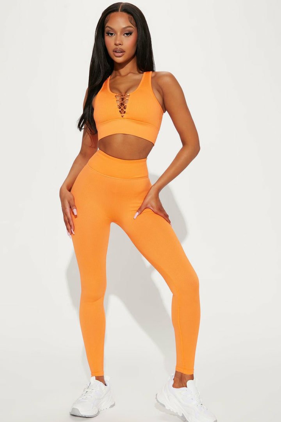 Sports Bras * | Best Pirce Fashion Nova Get Up And Go Seamless Top Orange Sports Bras