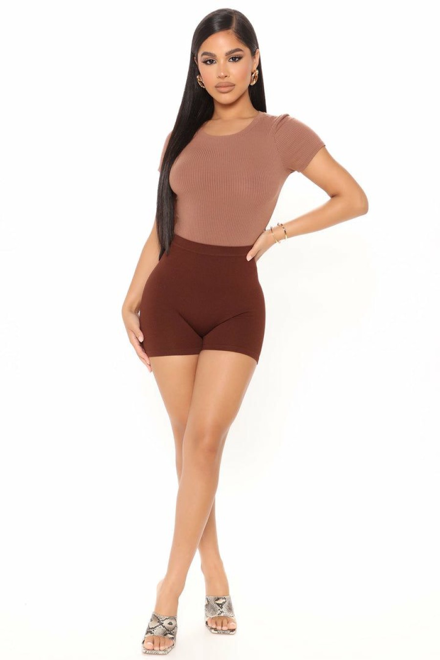 Biker Shorts * | New Fashion Nova Uncomplicated Seamless Shorts Chocolate Biker Shorts