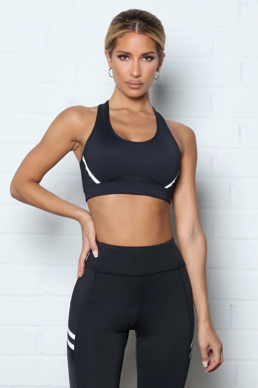 Activewear Tops * | Coupon Fashion Nova Never Quit Active Sports Bra In Sculpt Tech Black