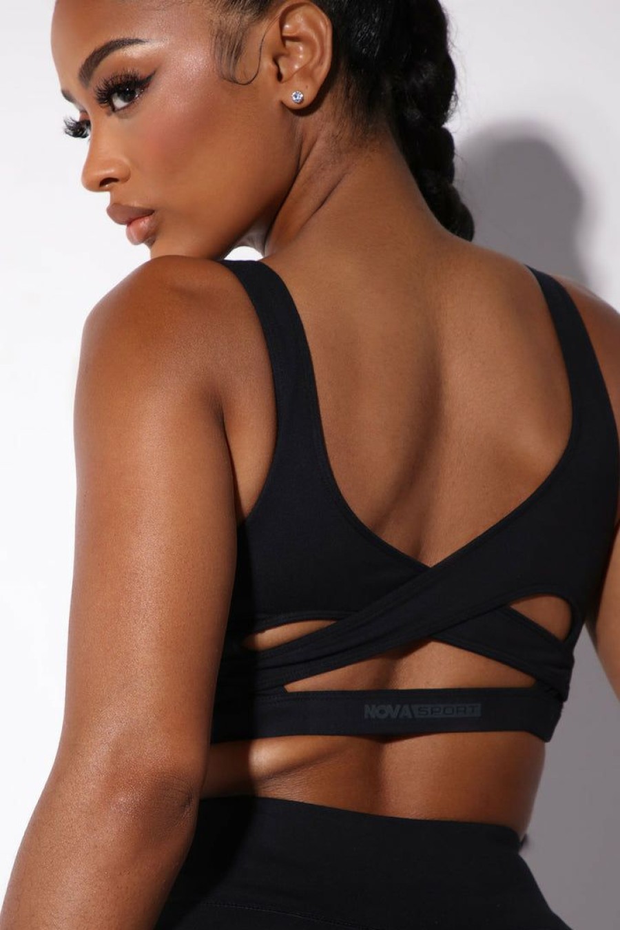 Activewear Tops * | New Fashion Nova Activewear Tops Sublime Balmer Bra Top Black