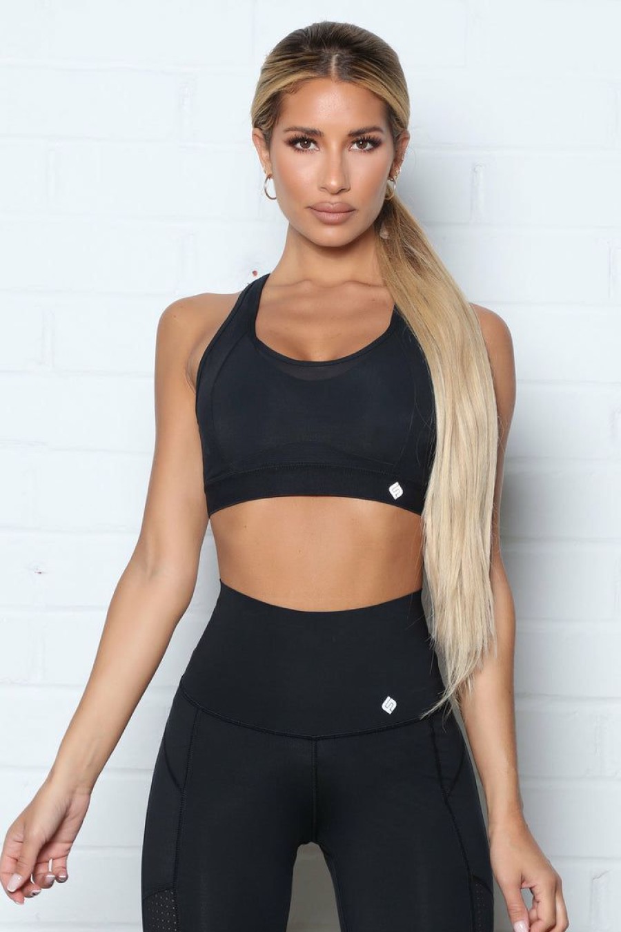 Activewear Tops * | Best Reviews Of Fashion Nova Small Circle Active Sports Bra In Sculpt Tech Black Activewear Tops