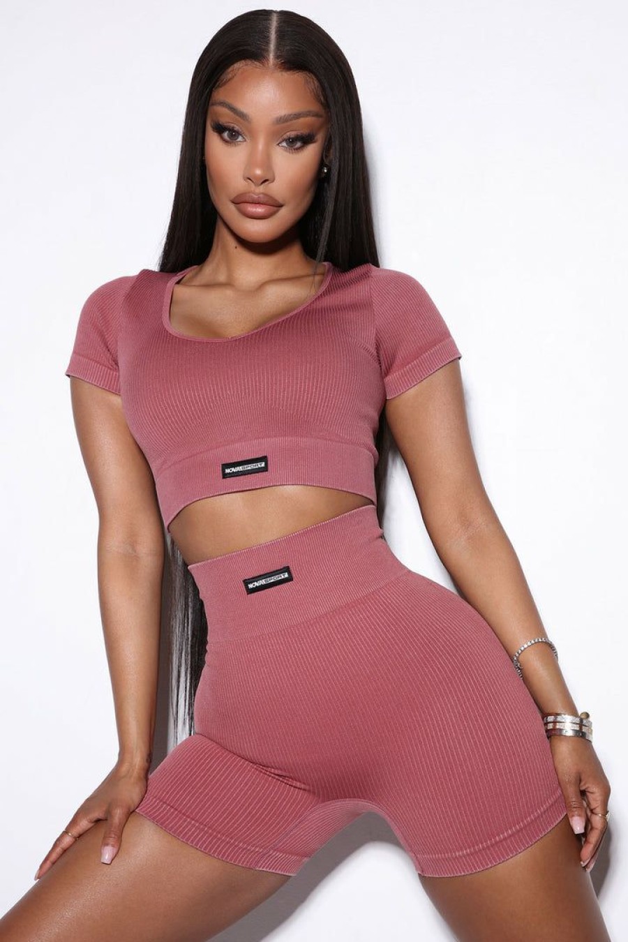 Activewear Tops * | Best Deal Fashion Nova Effortless Zenith Ribbed Seamless Bra Top Dusty Rose Activewear Tops